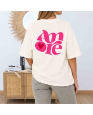 T-shirt oversize beige Amore fluo femme – Taille unique