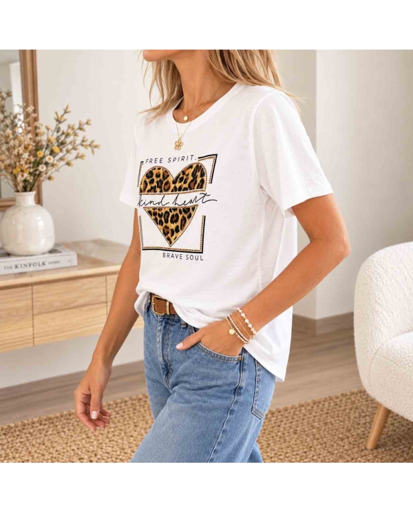 T-shirt Free Spirit femme avec petits strass incrustés