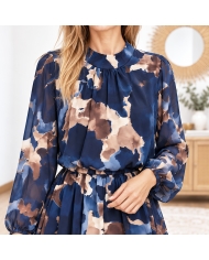 Robe longue en voile Élia fendue sur le bas vue de profil