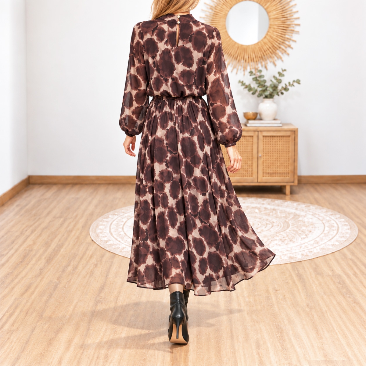 Robe Maëlya en voile manches longues taille unique du 36 au 42